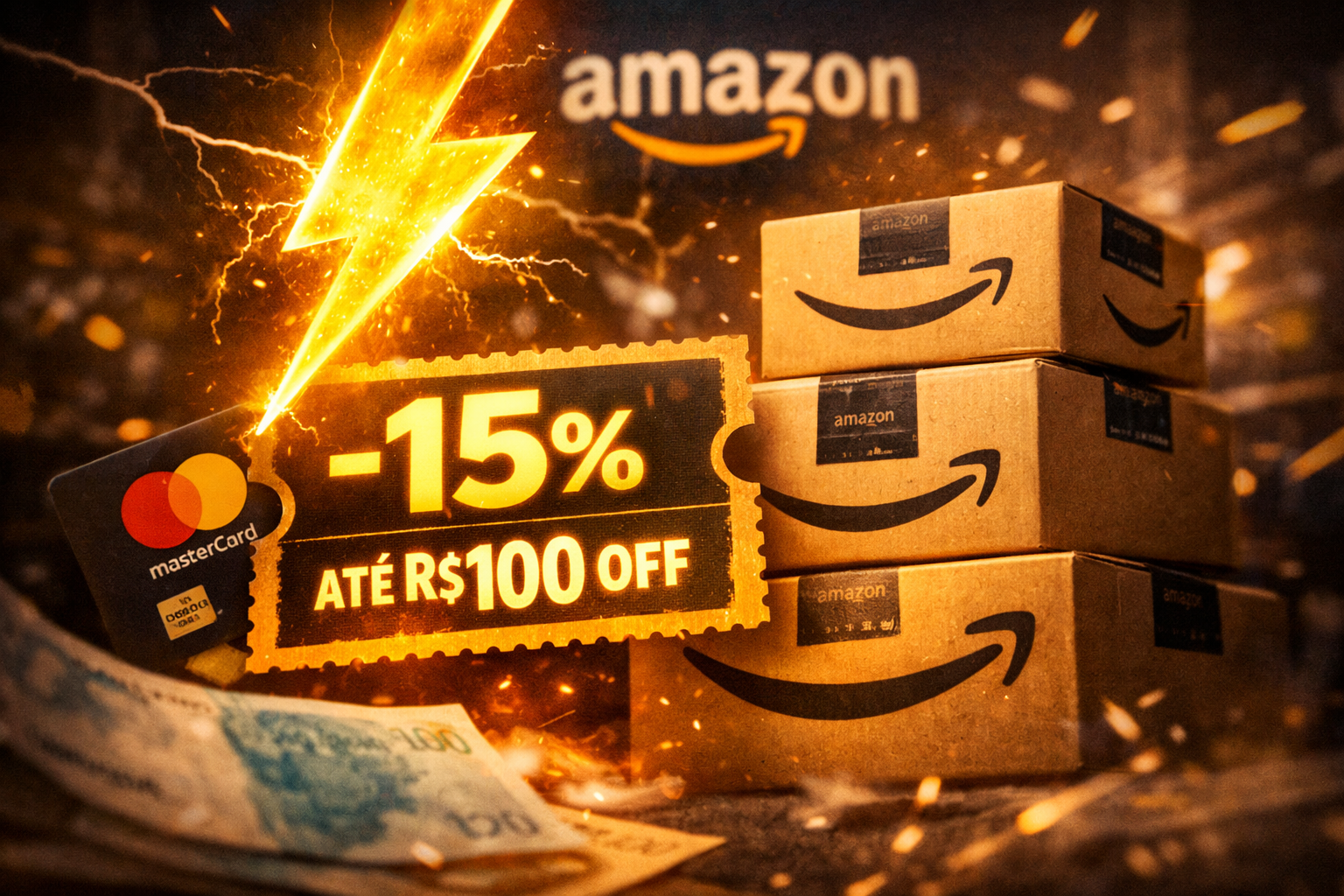 Cupom relâmpago na Amazon dá 15% de desconto, com abatimento de até R$ 100